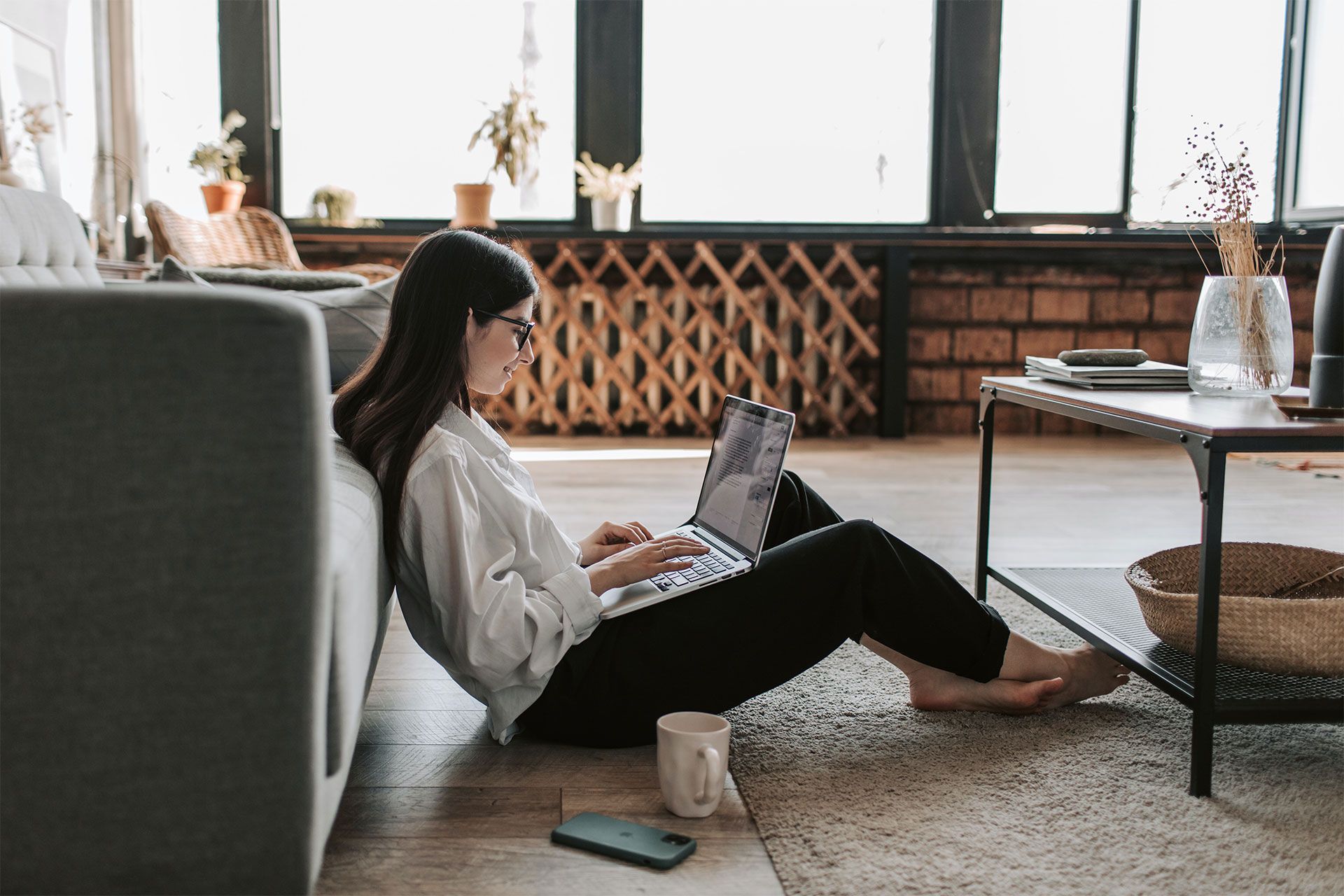 A solopreneur running her business from the comfort of their own home.