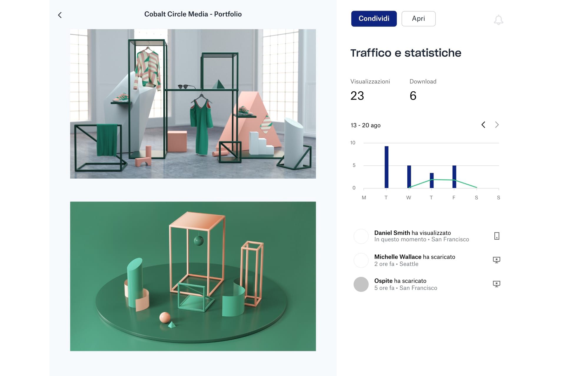 Grazie al traffico e alle statistiche di Dropbox, puoi monitorare facilmente le interazioni con il tuo link condiviso.