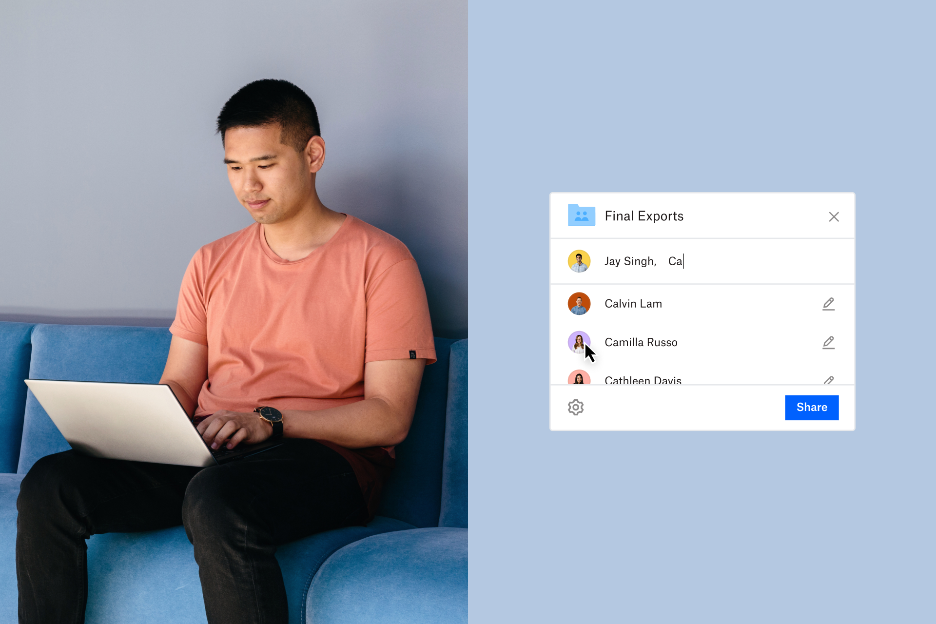 A person sharing files with cloud storage.
