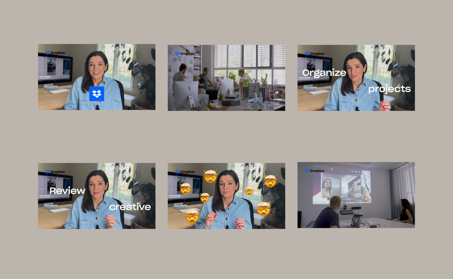 Zes panelen uit een storyboard, waarop iemand te zien is die tegen de camera praat. Op sommige panelen staat tekst of emoji's.