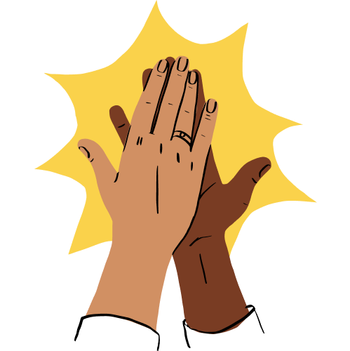 An illustration of two people high-fiving.