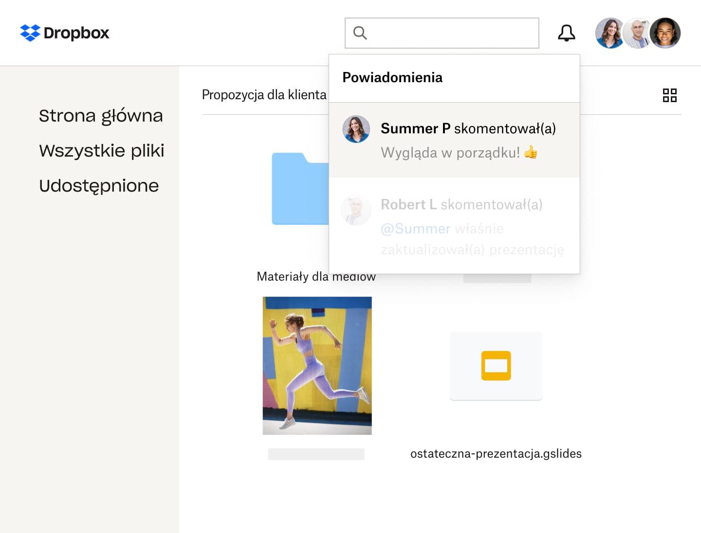 Alert powiadamiający o propozycji klienta w folderze Dropbox