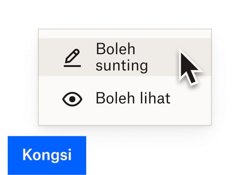 Gunakan pilih kebenaran sunting untuk fail Dropbox dengan pautan kongsi berwarna biru