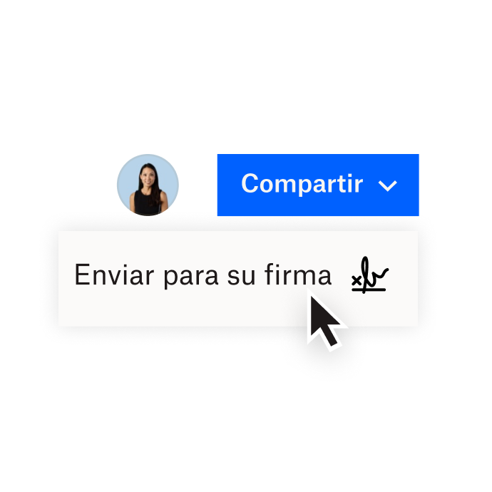 Interfaz de Dropbox en la que se muestran las opciones para compartir un documento con Dropbox o enviarlo para su firma electrónica con Dropbox Sign