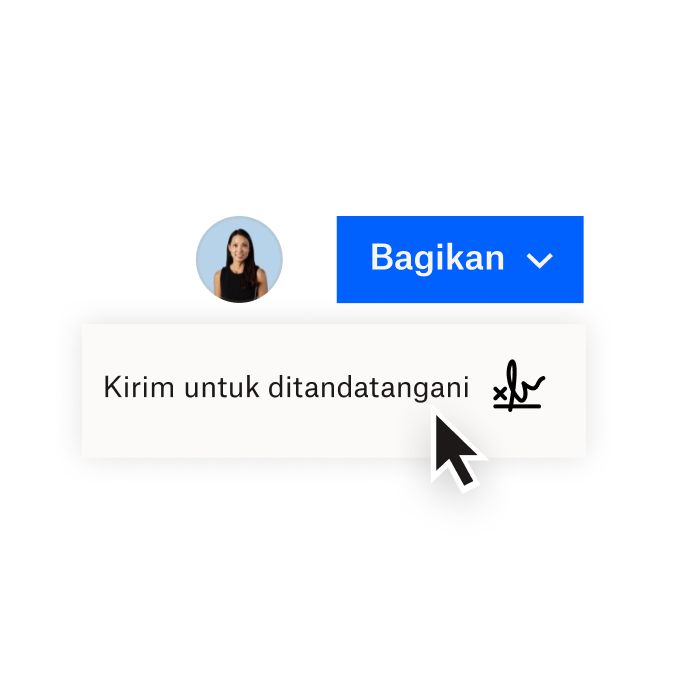 Antarmuka Dropbox yang menampilkan opsi untuk berbagi dokumen dengan Dropbox atau mengirim dokumen untuk ditandatangani secara elektronik dengan Dropbox Sign