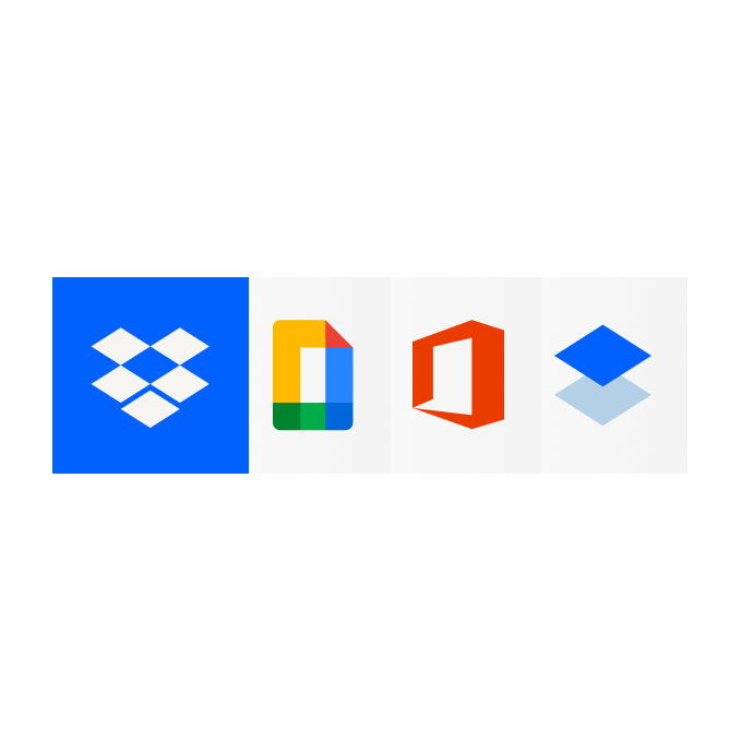 Ikoner för appar som Dropbox integrerar med
