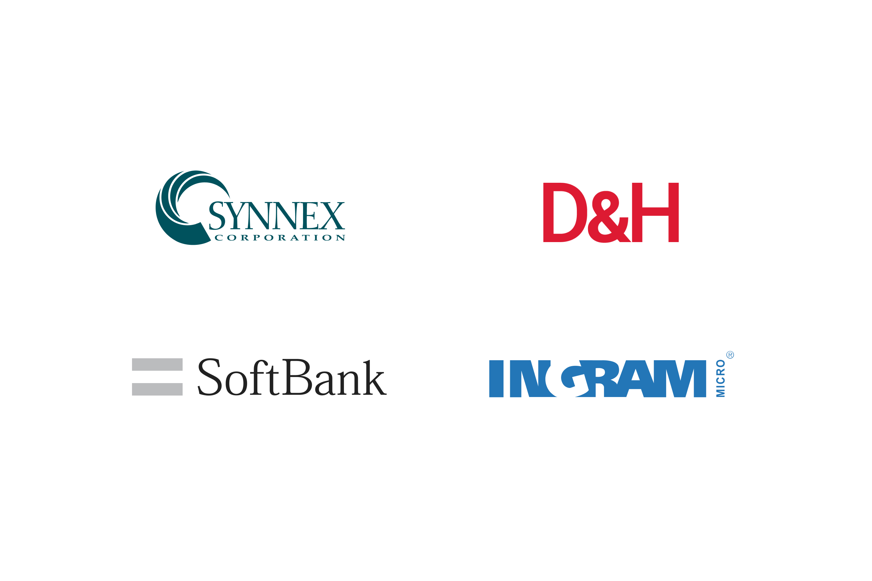 Synnex Corporation 徽标 D&amp;H 徽标 SoftBank 徽标 Ingram Micro 徽标