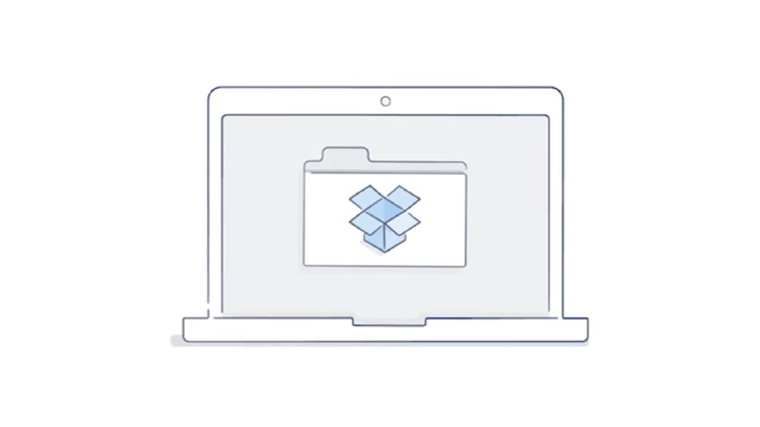 A Dropbox folder icon shown on a laptop screen