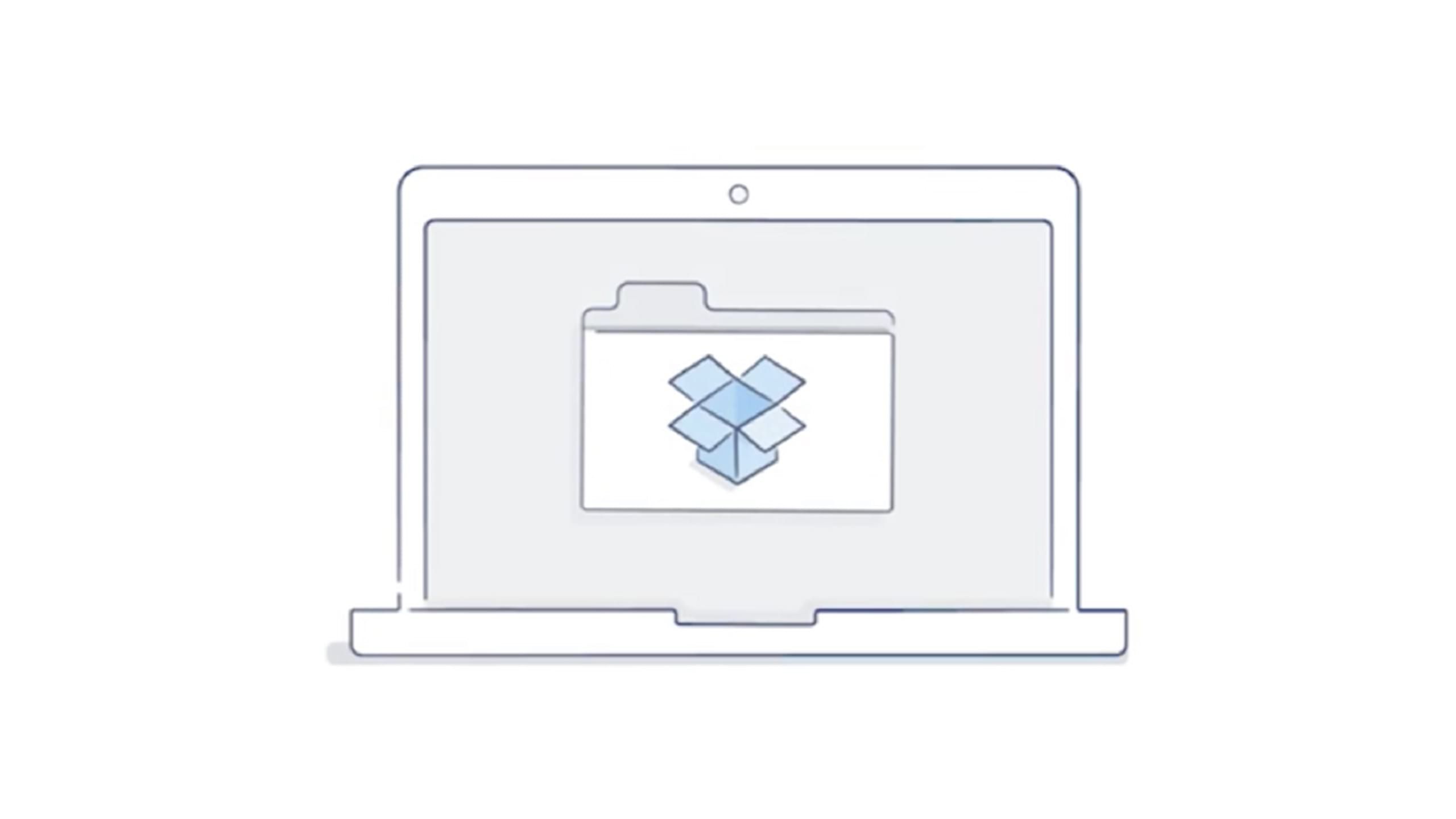 Icono de carpeta de Dropbox mostrado en una pantalla de portátil.