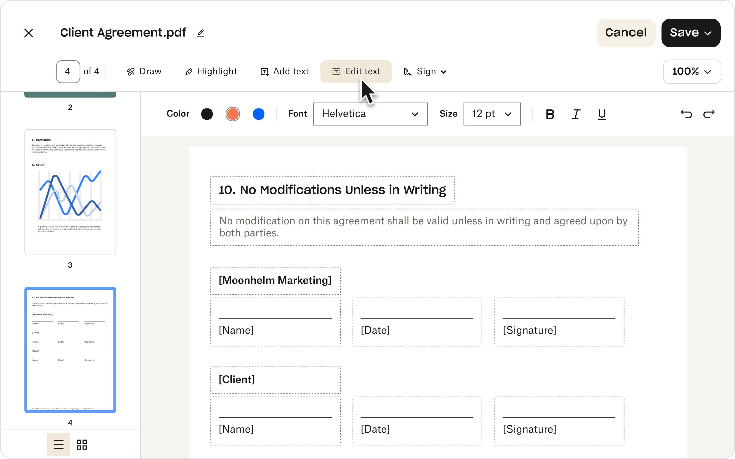 A screenshot of Dropbox Sign that shows how easy it is to send a PDF for signing after conversion.
