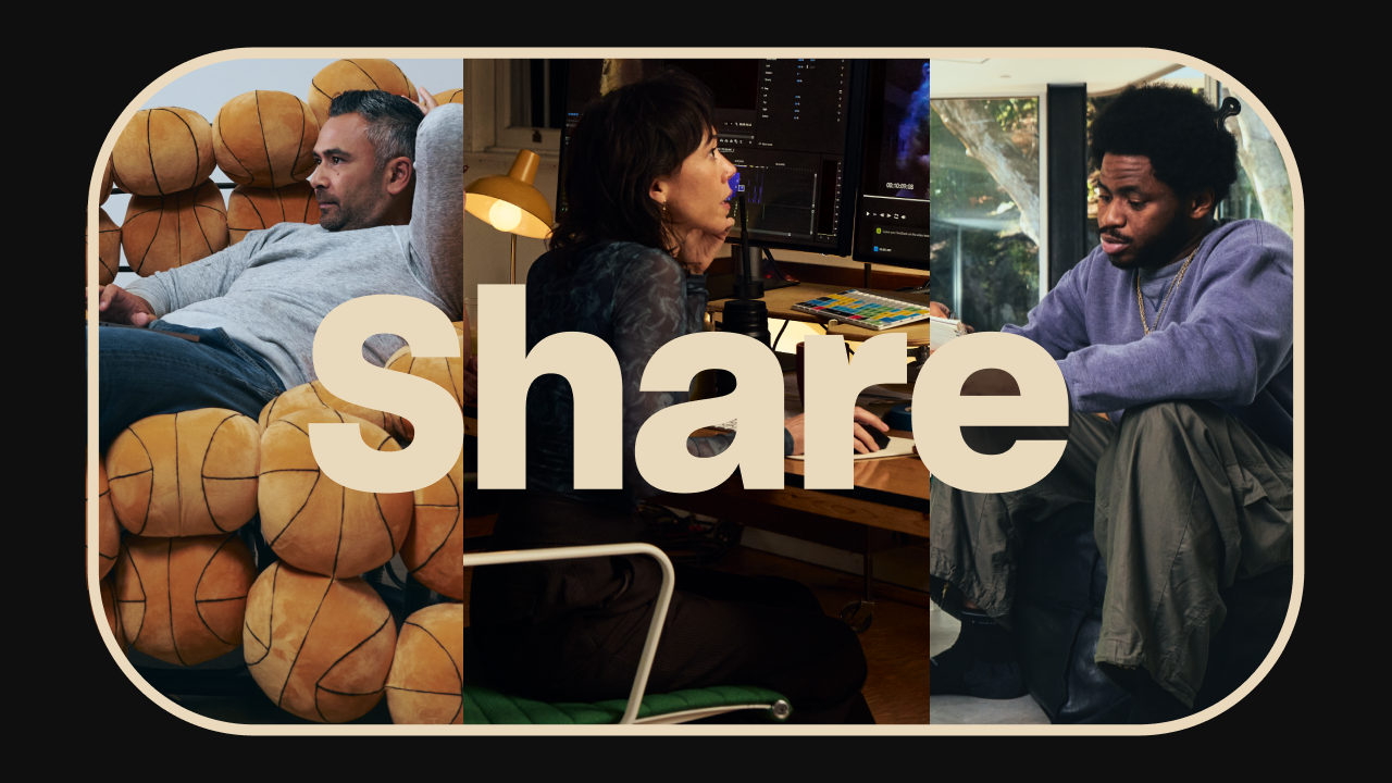 The video is a brief, energetic promotional clip emphasizing the importance of sharing content quickly and effectively, with a casual and motivational tone.