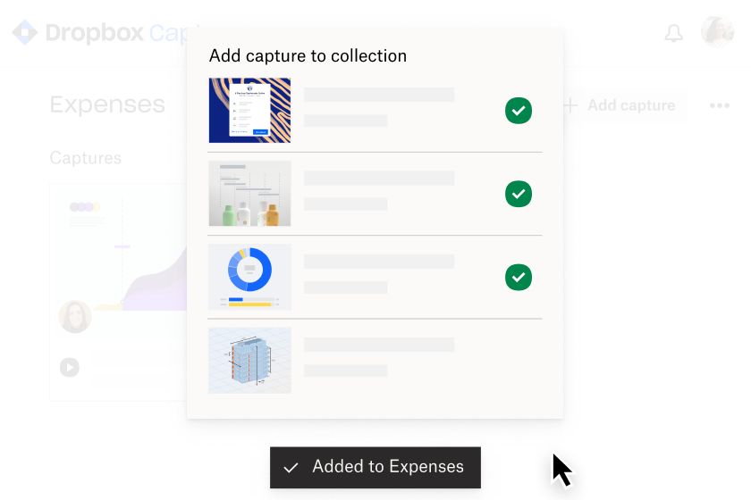  - User selecting the “team members” option in the “who has access” dropdown of a Dropbox Capture video
