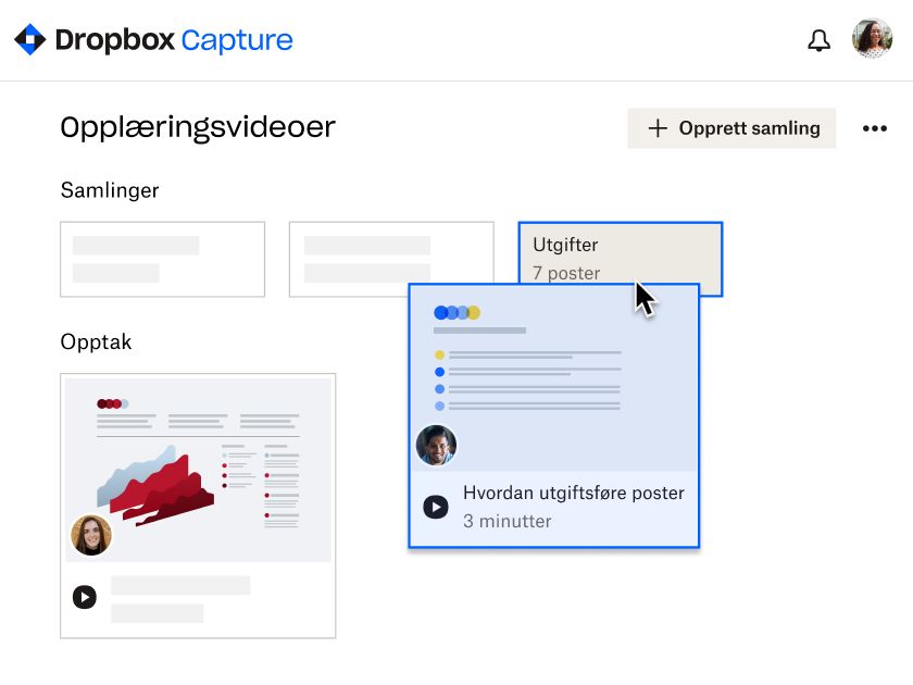 Bruker som velger «teammedlemmer» i rullegardinmenyen «hvem har tilgang» i en Dropbox Capture-video