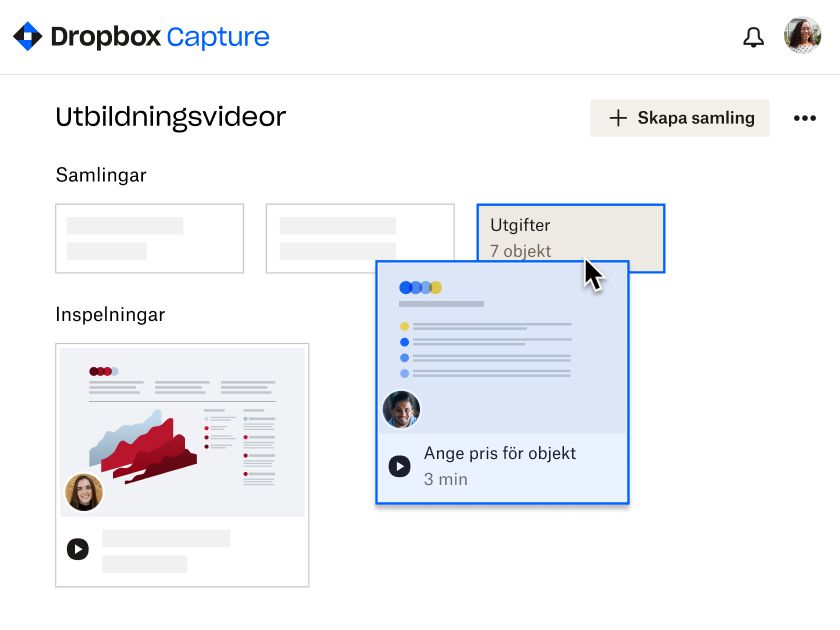 Användare som väljer alternativet ”teammedlemmar” i rullgardinsmenyn ”vem har åtkomst” i en Dropbox Capture-video