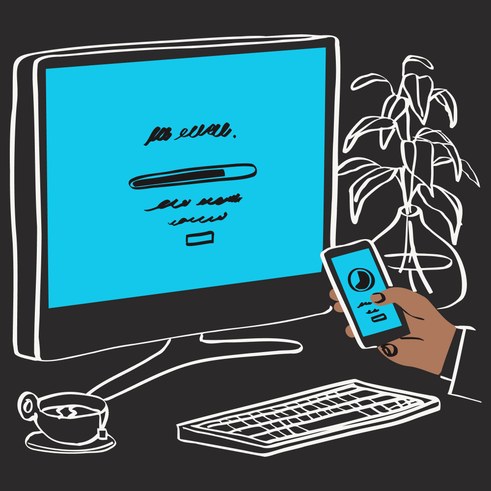 Person bei der Freigabe zwischen Smartphone und Laptop mithilfe von Dropbox