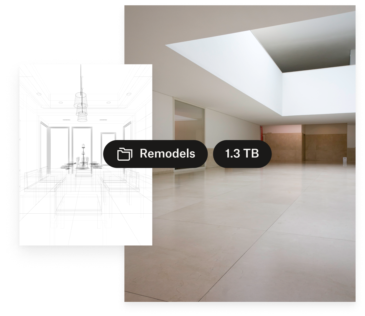 En stor fil på 1,3 TB ved navn “remodels”