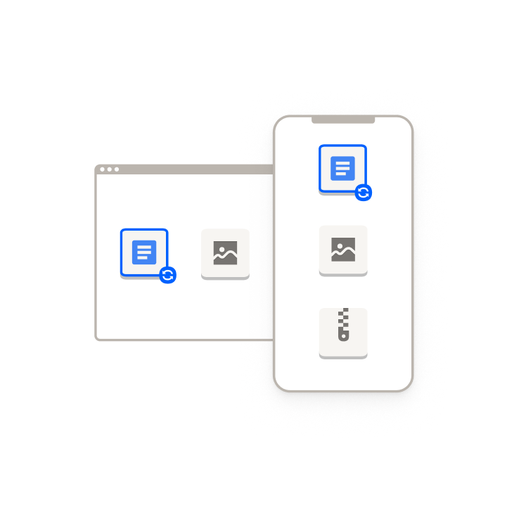 Filer synkroniseres mellem enheder med Dropbox