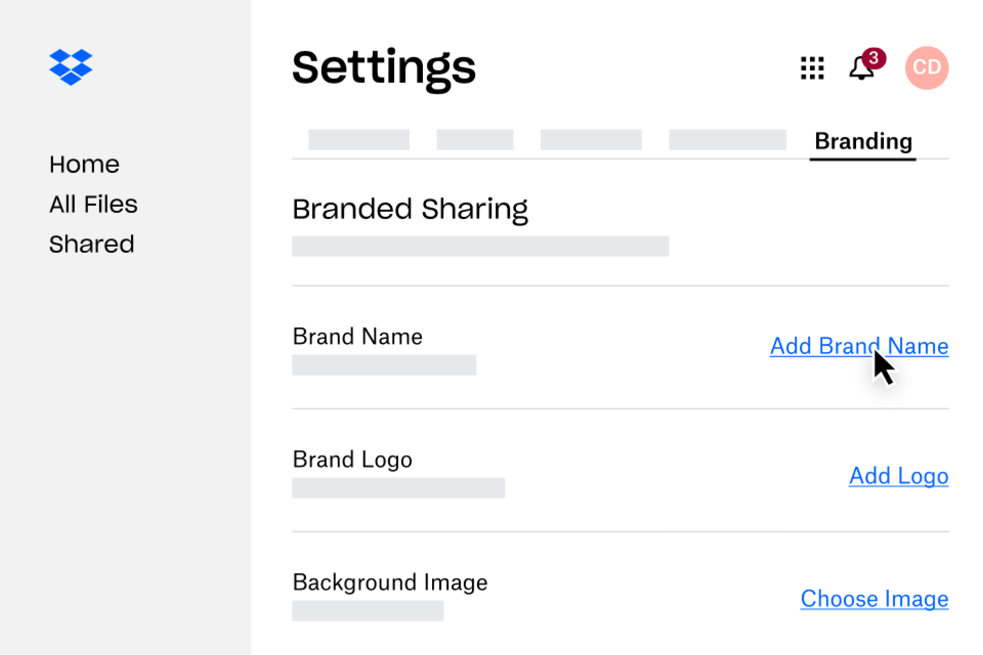 Dropbox 共享功能 UI