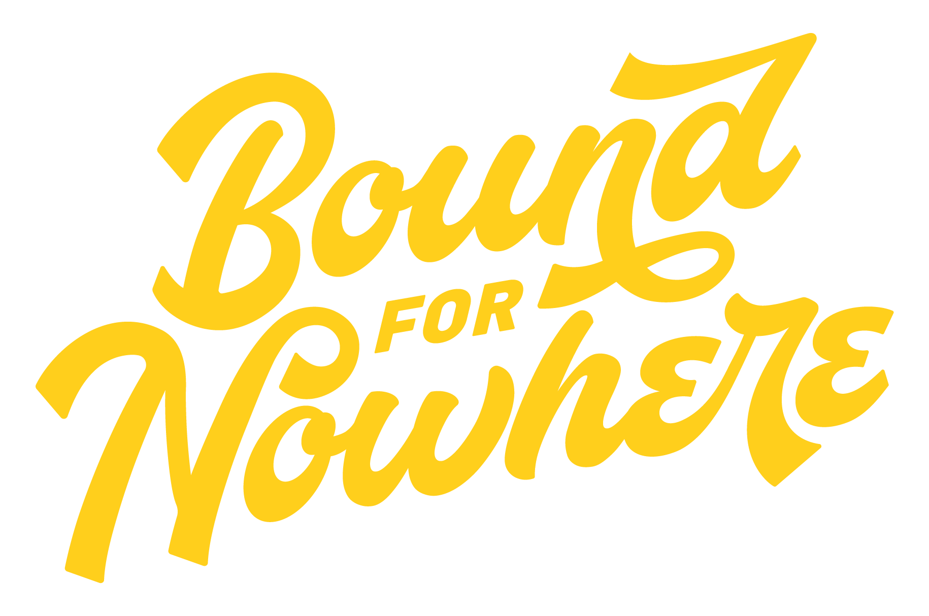 Logo Bound for Nowhere dalam skrip kuning