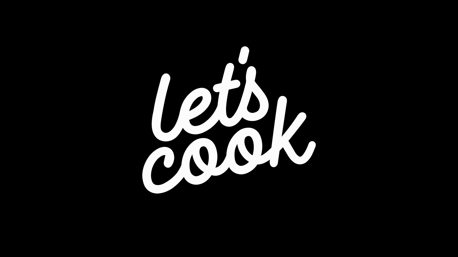 Black rectangle with let’s cook written in white cursive all lower case