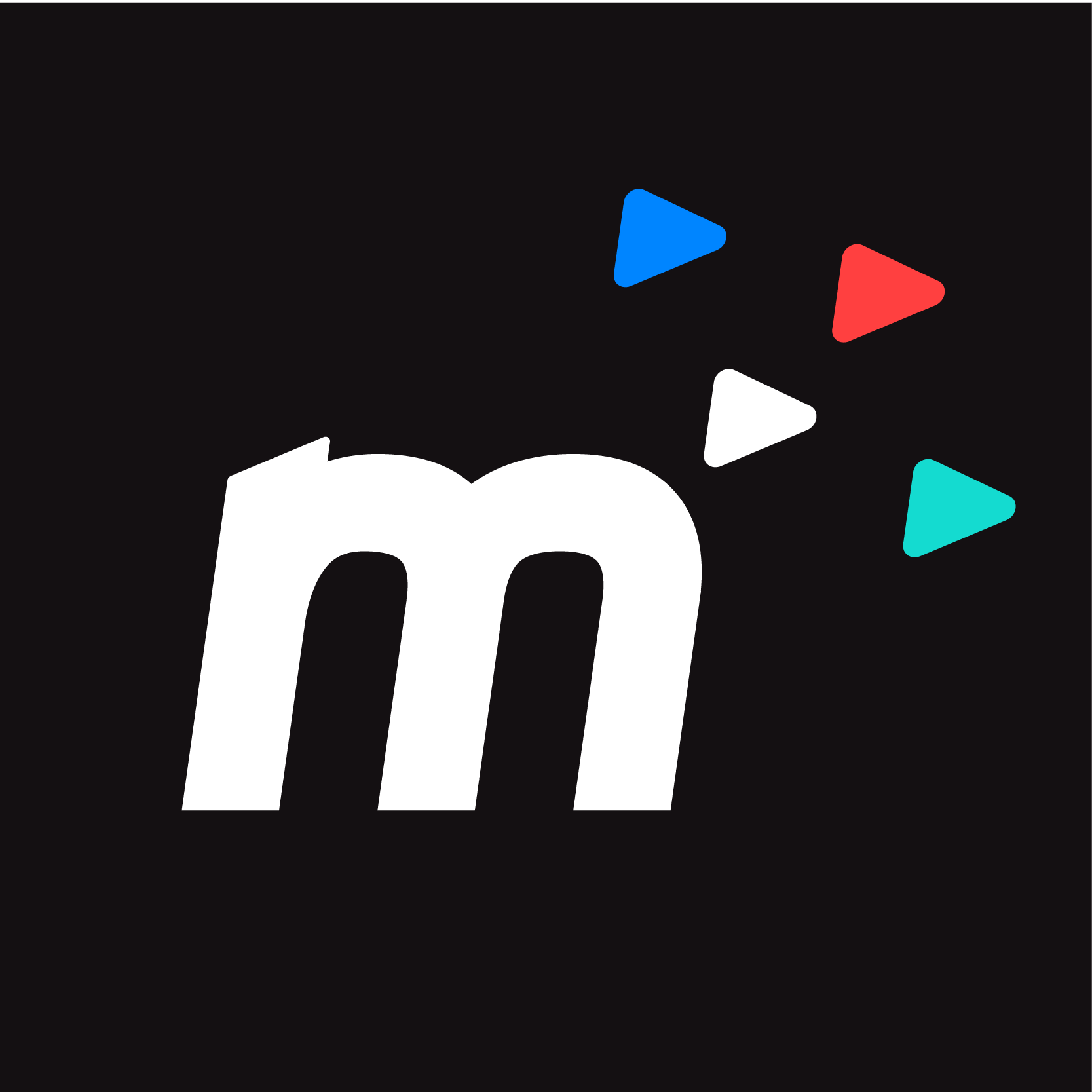 Mileshko logo, black square with a lower case m in white with 4 small triangles pointing to the right, one in blue, one in red, one in teal and one in white.