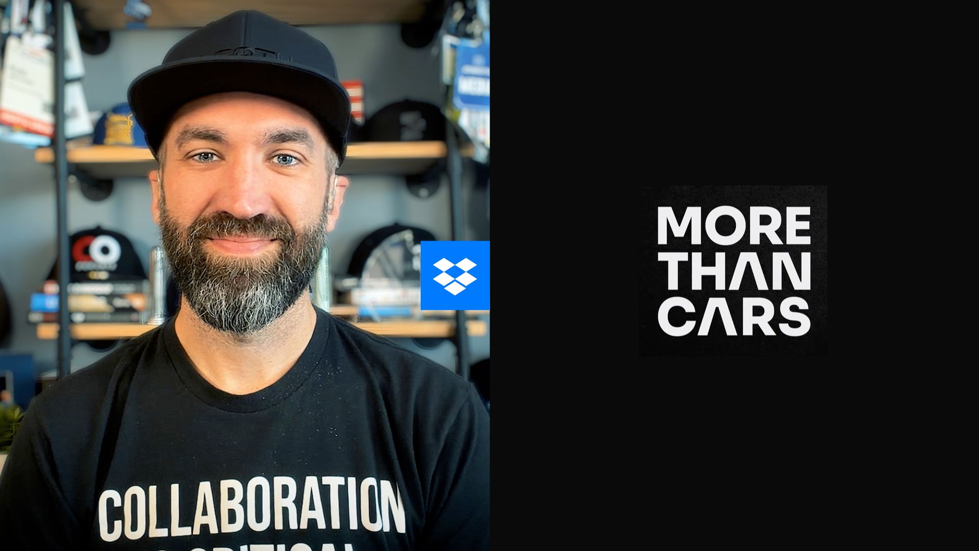 Headshot of Kyle Mountsier splitscreen with More than Cars logo