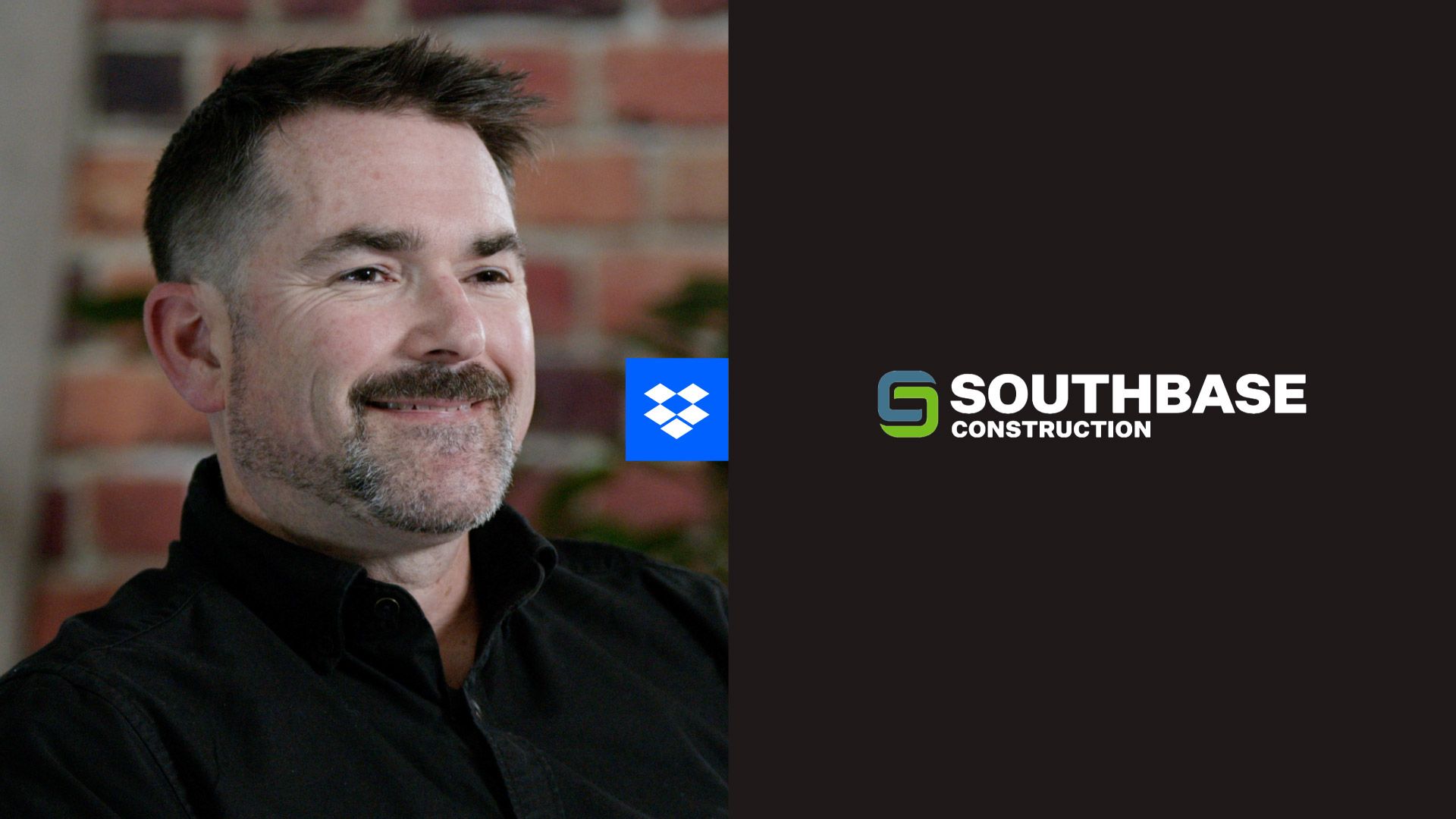 headshot of Lem Prestage with a split screen of the Southbase logo