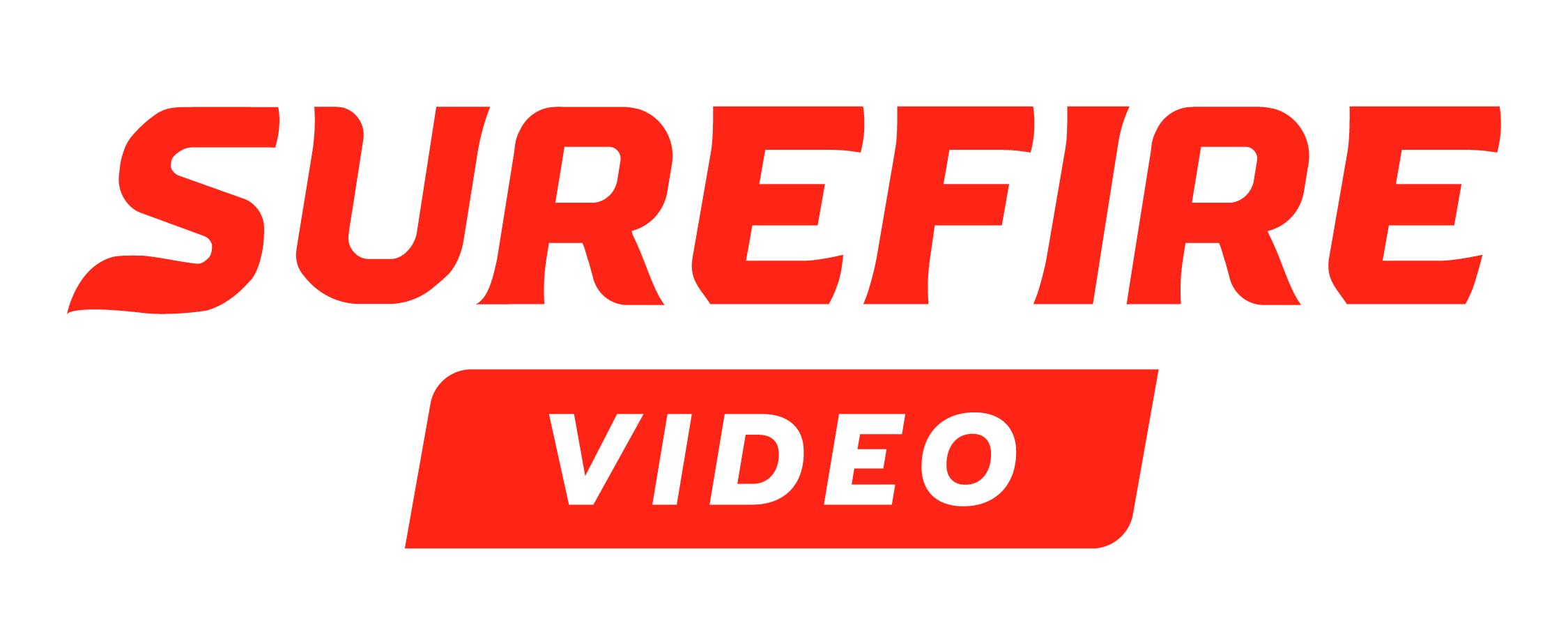 Surefire Video logo in red lettering and white background