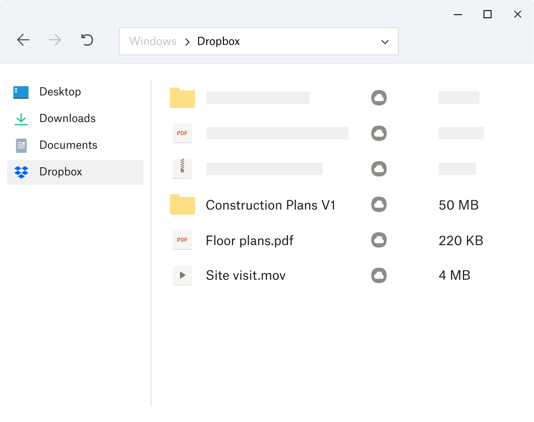 Image of a user’s file system, with the Dropbox folder selected on the left hand panel below the Documents folder.