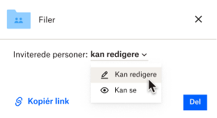 På en fil kan en bruger vælge, om de personer, de deler en fil med, kan redigere den eller kun se den.
