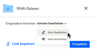 Bei den einzelnen Dateien können die Nutzer entscheiden, ob die Personen, mit denen sie die Datei teilen, die Datei bearbeiten oder nur betrachten können.