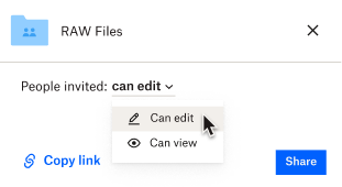 On a file, a user can choose whether the people they share a file with can edit it or view-only.