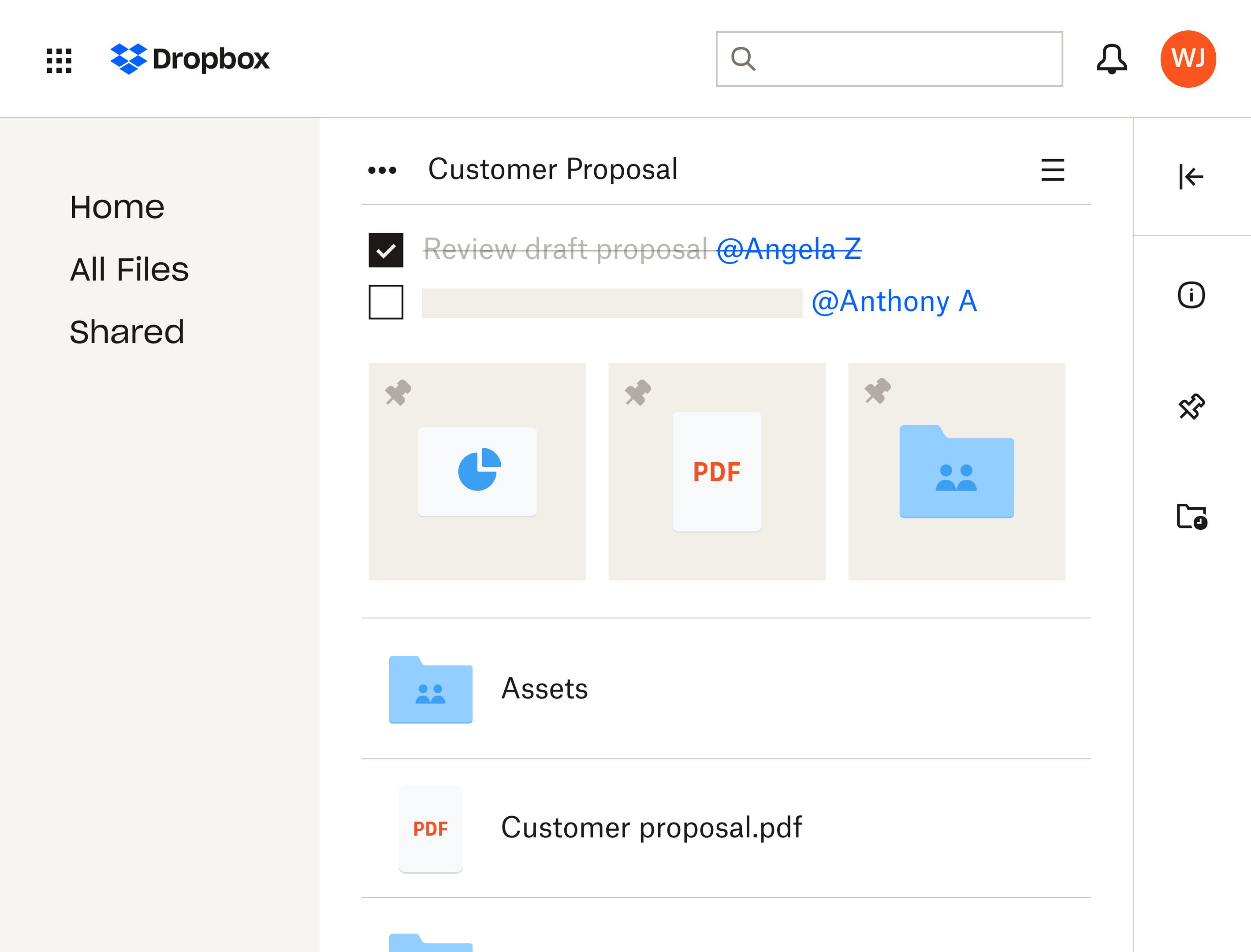 Files and folders in Dropbox as viewed in a desktop windows