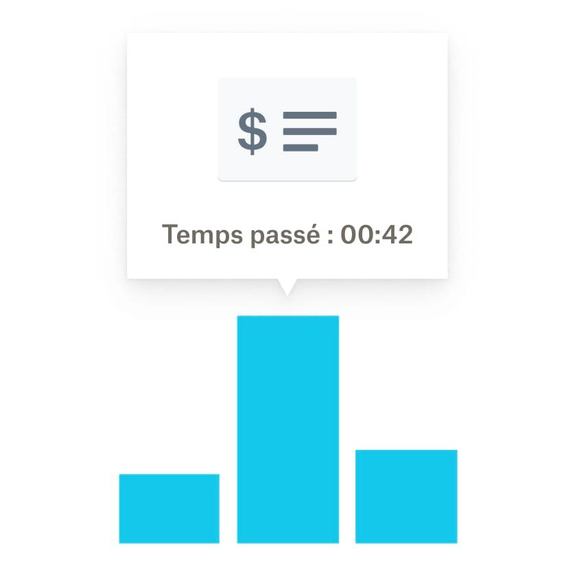 Un diagramme à barres bleues montrant le temps passé sur une diapositive