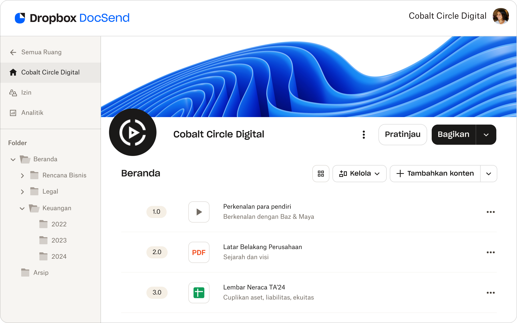 Penyesuaian ruang data DocSend