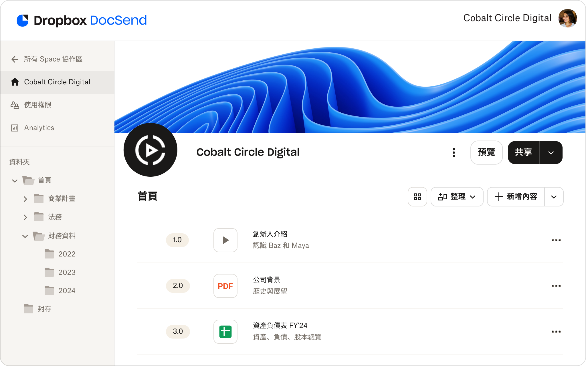 DocSend 資料室自訂