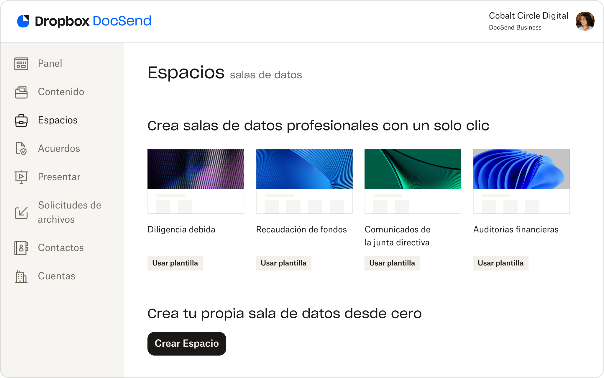 Crea y comparte salas de datos