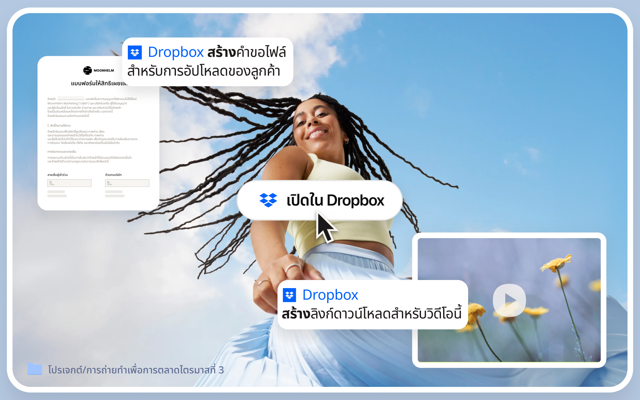 คนกำลังนั่งอยู่บนโต๊ะที่รายล้อมไปด้วยเอกสารและผ้าหลากสีสัน