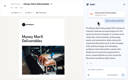 Dash in Dropbox chat user interface