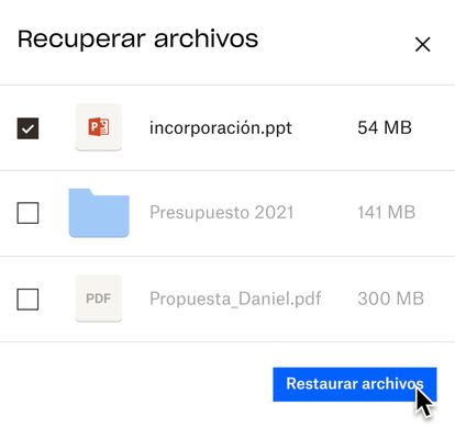 Complemento Historial de versiones extendido - Dropbox
