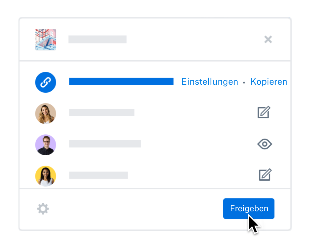Nutzer, der die Freigabeeinstellungen für Teammitglieder in Dropbox aktualisiert.