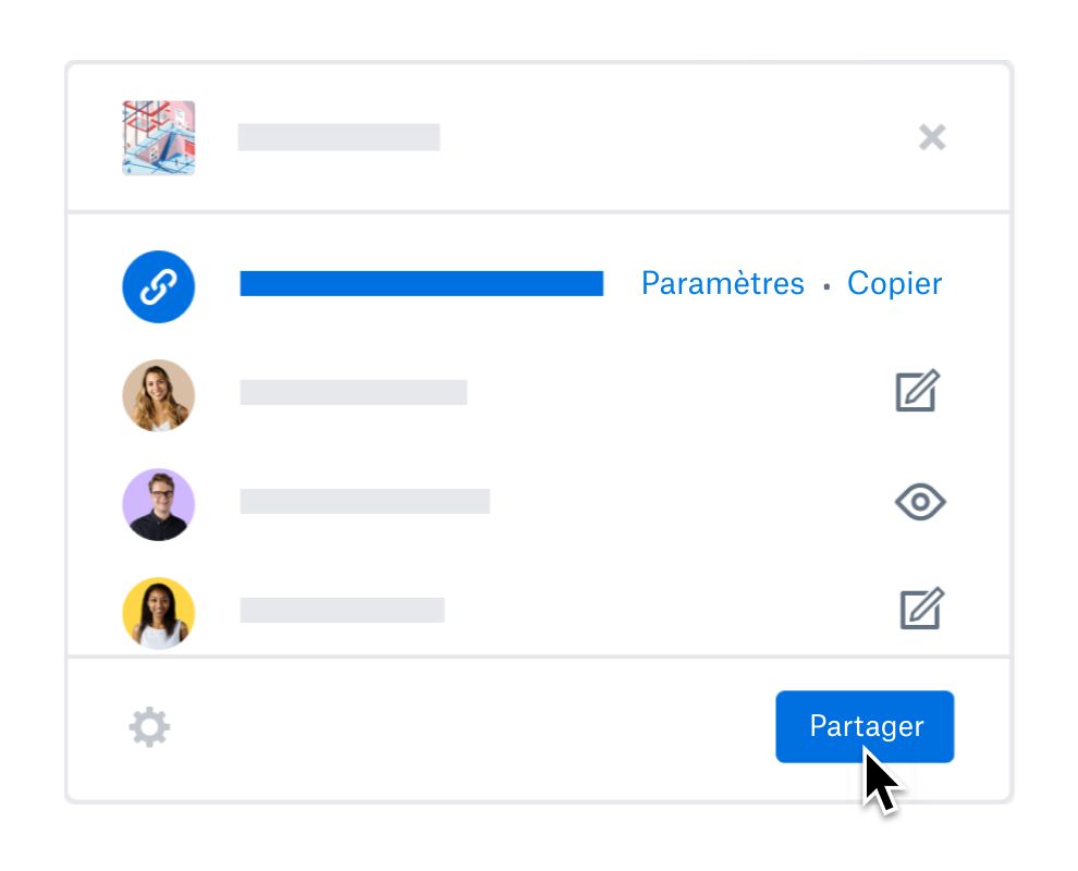 Utilisateur mettant à jour les paramètres de partage des membres de l'équipe dans Dropbox.