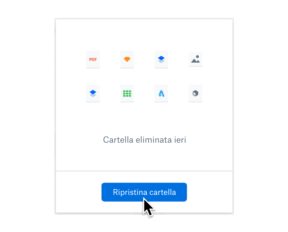 Utente che seleziona il pulsante Ripristina cartella per recuperare i file eliminati.