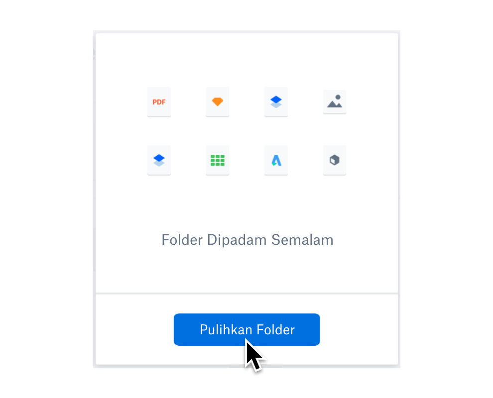 Pengguna memilih butang pulihkan folder untuk memulihkan semula fail yang dipadam.