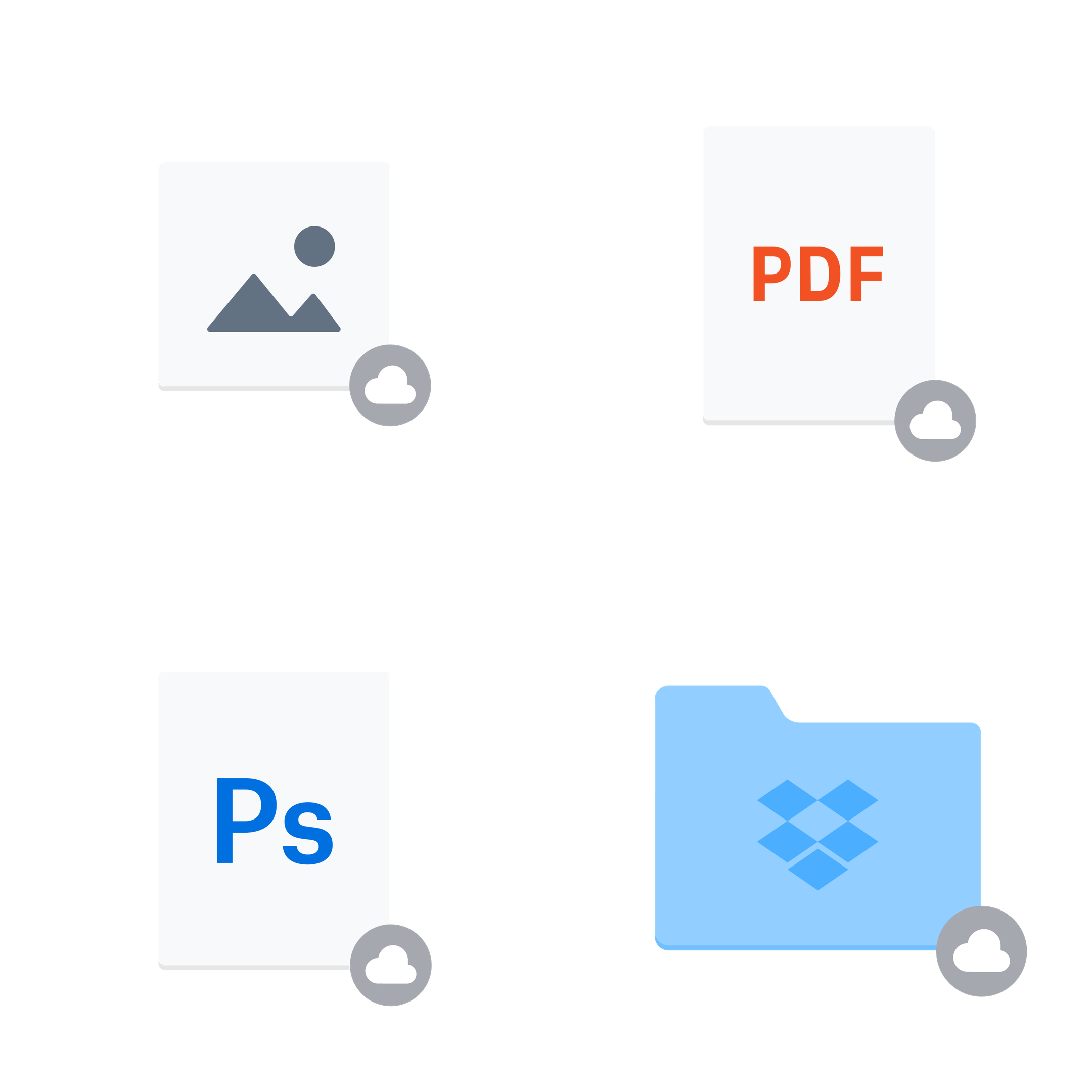 Tipi di file assortiti che possono essere salvati nello spazio di archiviazione cloud