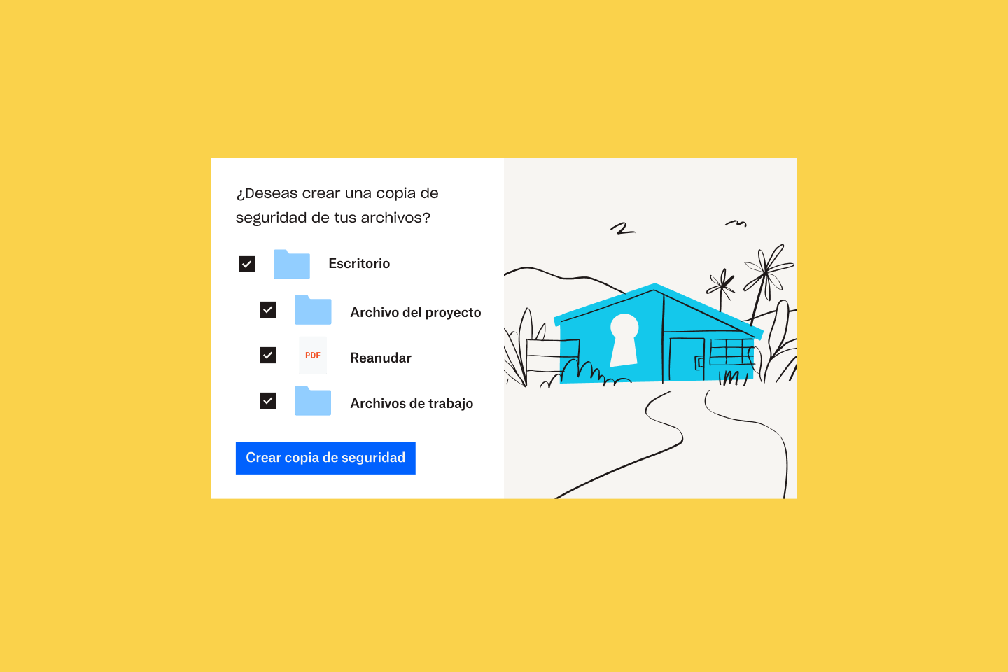 Una lista de archivos y carpetas que se agregan a Dropbox Backup
