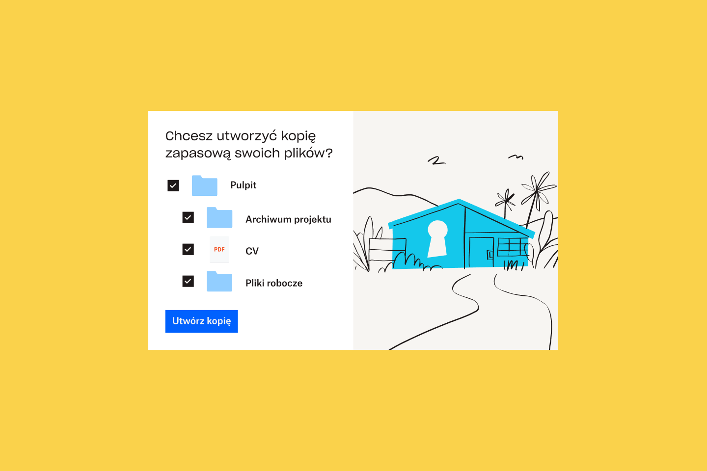 Lista plików i folderów dodawanych do Dropbox Backup