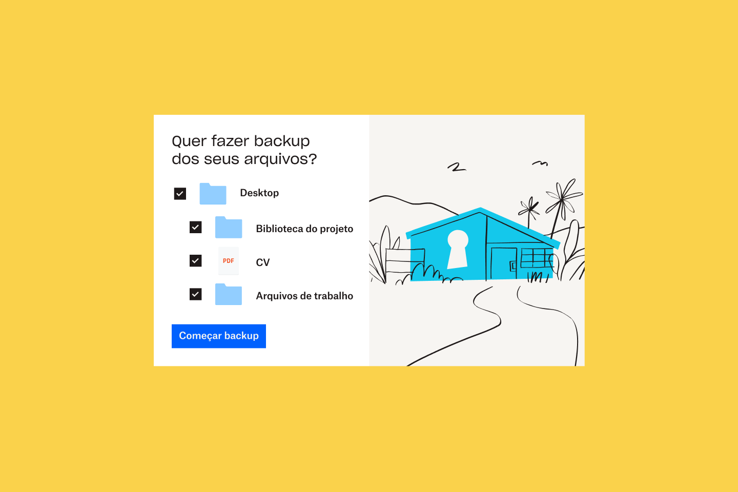 Uma lista de arquivos e pastas sendo adicionados ao Dropbox Backup