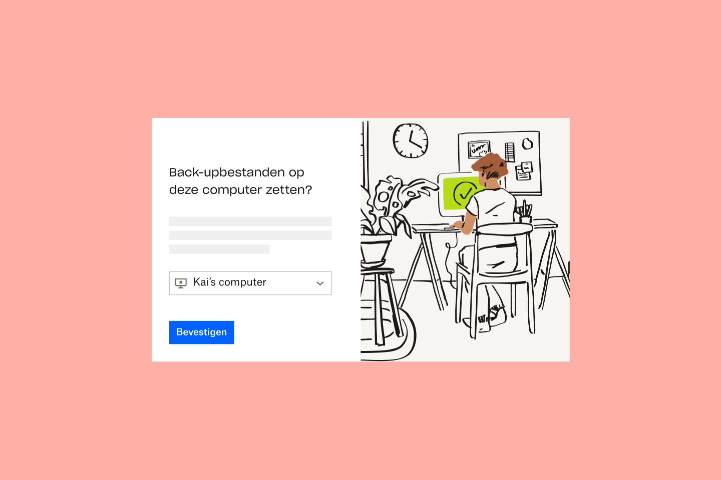 Bestanden worden geselecteerd en toegevoegd aan Dropbox Backup