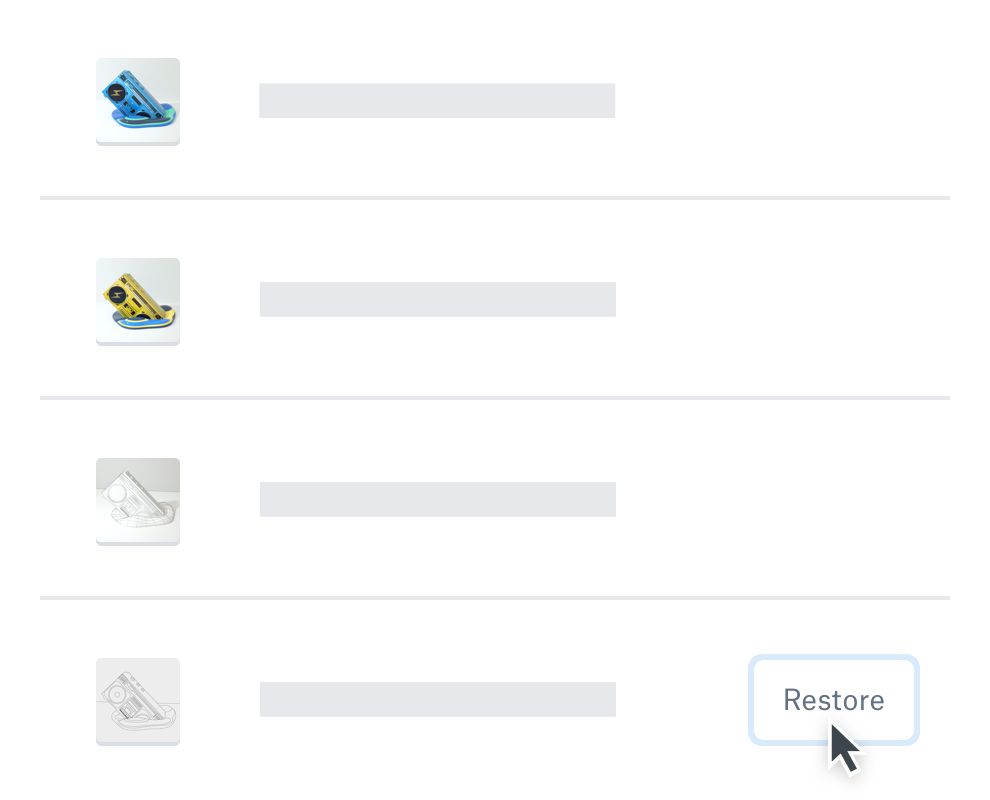 Um usuário selecionando um arquivo no Dropbox para restaurar